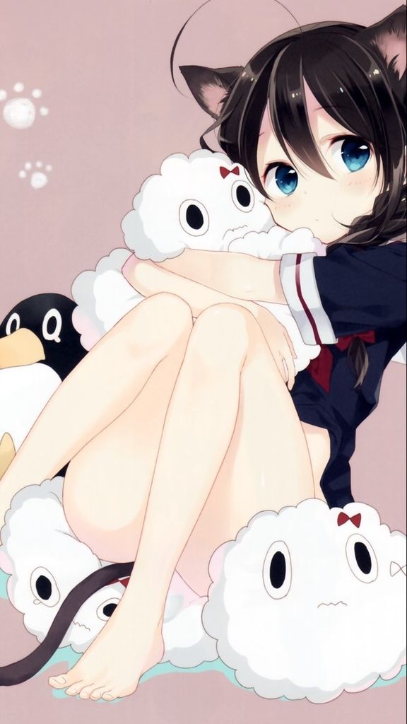可爱二次元少女手绘手机壁纸